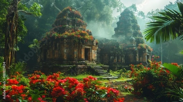 Obraz Ancient Temple Amidst Lush Jungle