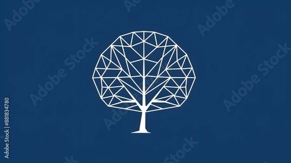 Fototapeta Digital tree with sprouts and binary code in glowing futuristic polygonal style. Poster for an educational program for children. Technology training for teenagers. Vector illustration