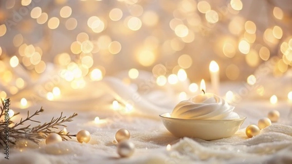 Fototapeta Serene close-up portrait of elegant mature lady with silver locks radiating warm gentle confidence and joyful inner beauty outside.