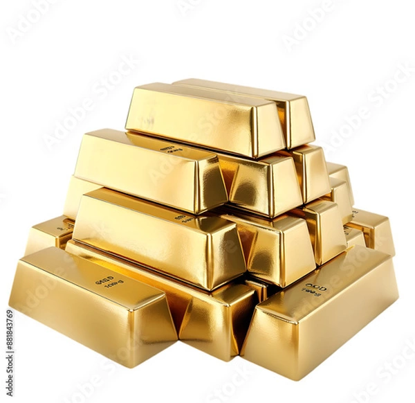 Obraz Gold bars isolated on Transparent background. 