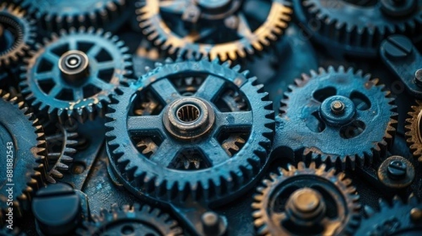 Obraz Abstract gears and cogs representing career mechanics