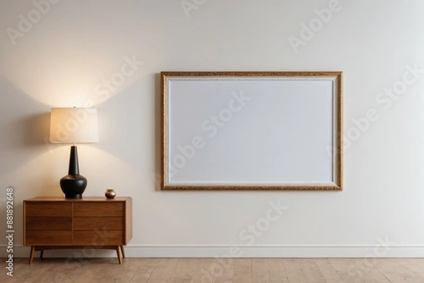 Fototapeta Leere gerahmte Leinwand in einer Wohnumgebung, für Mockups und Kunstillustrationen. Template für echte Kunstwerke.