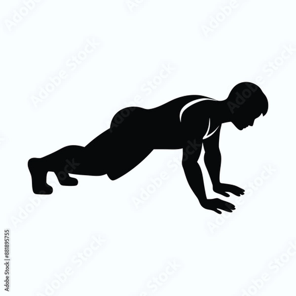 Fototapeta silhouette vector illustration of push ups exercise