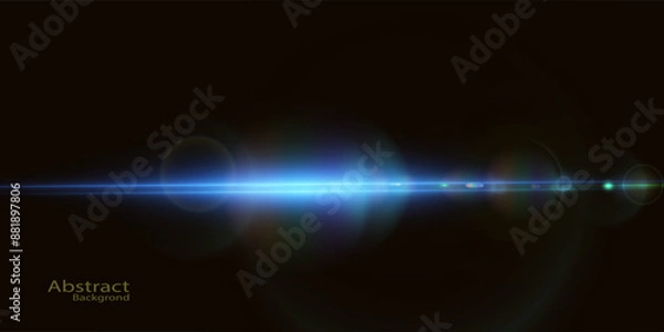 Fototapeta Abstract flash of bright blue glow in outer space. Abstract light background. Vector for web design and illustrations.