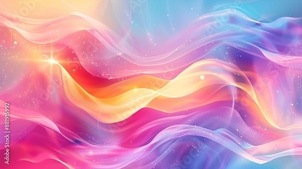 Fototapeta Vibrant backdrop with dynamic shapes and glowing points in Easter colors