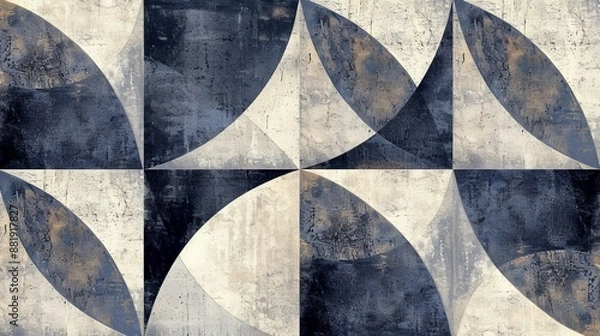Fototapeta Abstract Geometric Retro Background with Modern Cement Texture for Wallpaper or Ceramic Tile Design