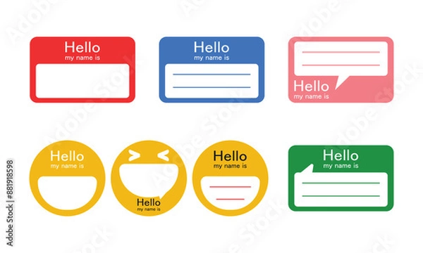 Fototapeta Name tag sticker design template empty with text Hello my name is, Registration identity label 
