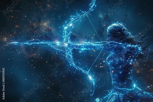 Obraz Astrological concept: Sagittarius zodiac sign adorned with intergalactic motifs, ideal for astrology enthusiasts