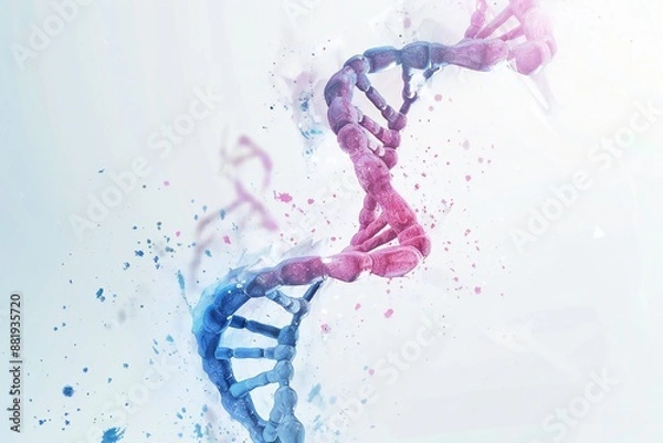 Fototapeta Abstract genes illustration, genetics science background Generative Ai