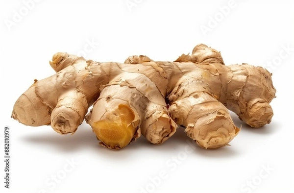 Fototapeta Photo of A ginger root on white background, isolated with shadows and soft light, high resolution photography