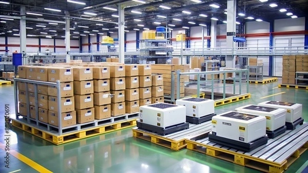 Obraz Robots efficiently sorting hundreds of parcels per hour(Automated guided vehicle) AGV.