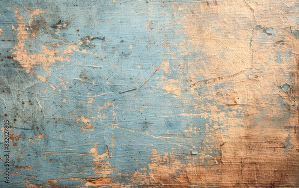 Fototapeta Vintage blue and brown grunge textured background, ideal for creative projects, websites, or social media posts requiring a weathered, rustic look.