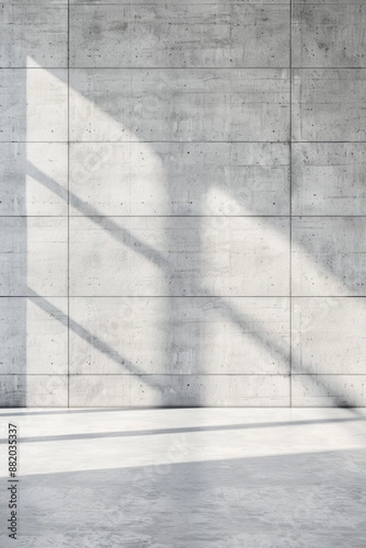 Fototapeta Minimalistic concrete wall with natural shadows, creating a modern and industrial look, perfect for backgrounds or architectural designs.