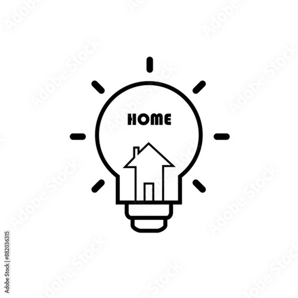 Fototapeta light bulb icon for home vector illustration in one line. idea for logo and web technology.eps