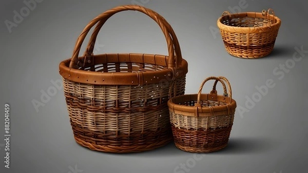 Obraz wicker basket on a white background