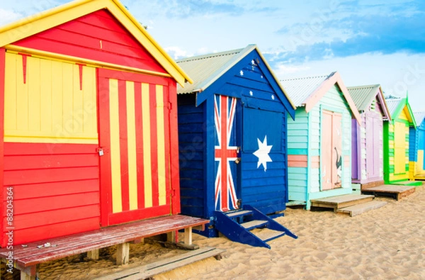Obraz Bathing boxes at Brighton Beach, Australia
