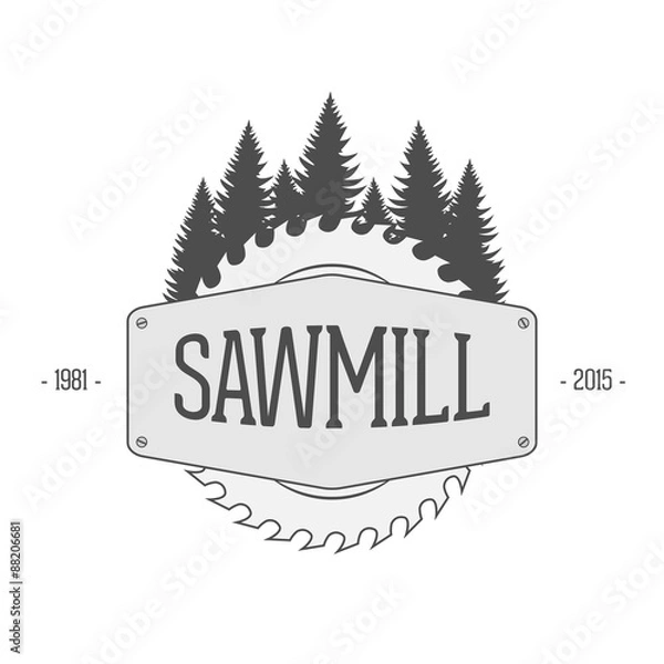 Obraz Vintage vector Label of Sawmill