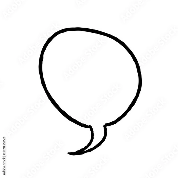 Obraz Text speech bubble, cartoon style doodle illustration. Transparent PNG.