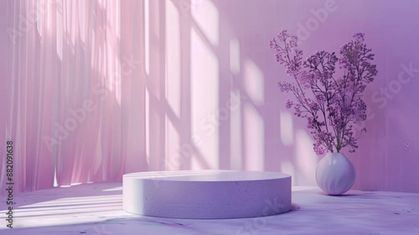 Fototapeta 3D Minimalist Purple Violet Empty Podium Background for Product Advertising and Presentation