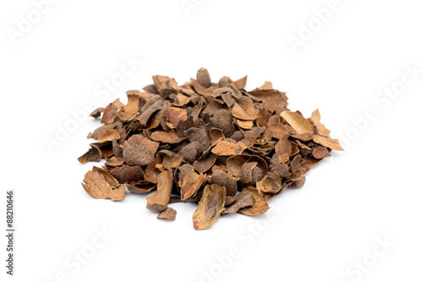 Fototapeta Heap of loose empty cacao shells