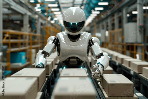 Obraz Robot Workers In Factory