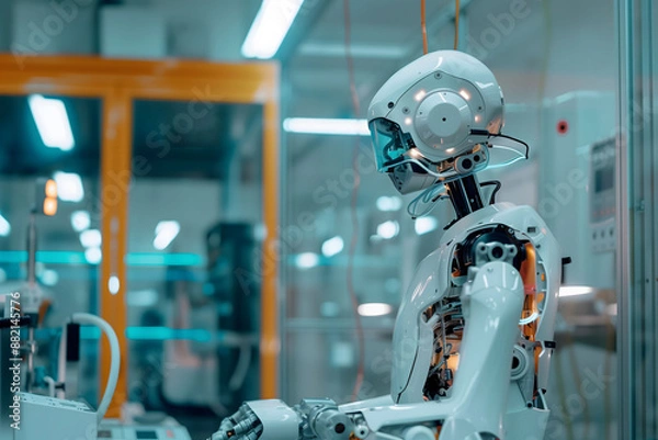 Obraz Robot Workers In Factory