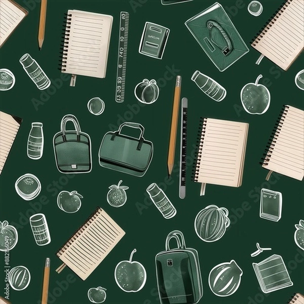 Fototapeta Back to School seamless tiled texture wallpaper