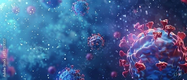 Fototapeta Viruses ability to mutate rapidly poses challenges and opportunities in microbiology and virology Sharpen banner template with copy space on center