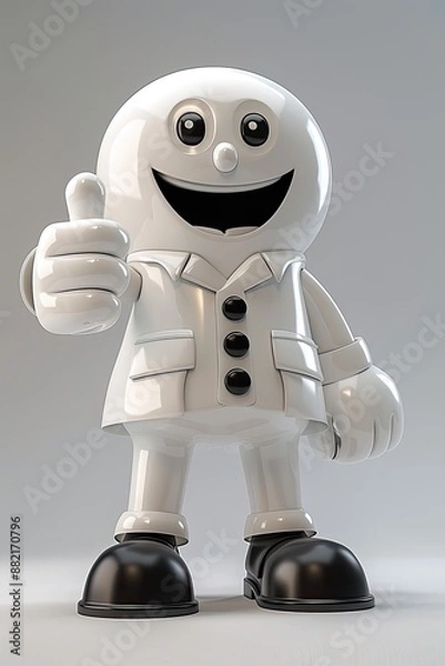 Fototapeta Playful 3D Mascot Thumbs Up
