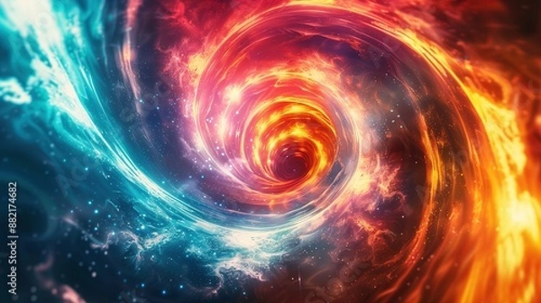 Fototapeta Colorful Vortex Energy Cosmic Spiral Waves in Space