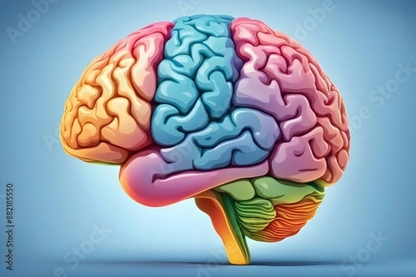 Fototapeta Vivid human brain on light background, generative AI