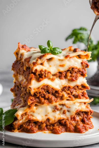 Fototapeta lasagna with tomato and basil