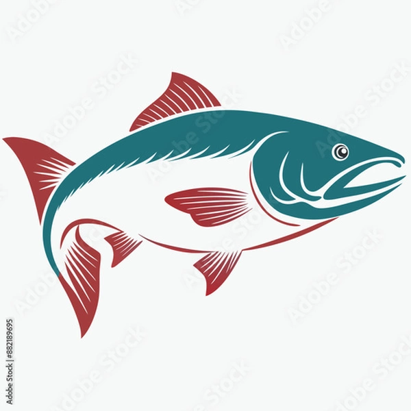 Fototapeta A delightful salmon fish vector illustration featuring vibrant colors and intricate details. Perfect for digital designs, logos, educational materials, and creative projects.