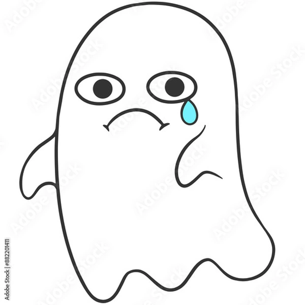 Fototapeta sad expression face ghost cartoon illustration