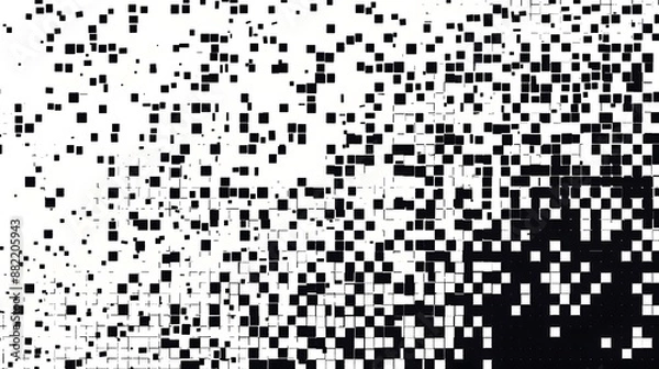 Obraz Modern Stylish Halftone Technology Seamless Texture. Tech Abstract Background with Random Size Pixels. Vector Chaotic Squares Mosaic Pattern. Vector Tiles.