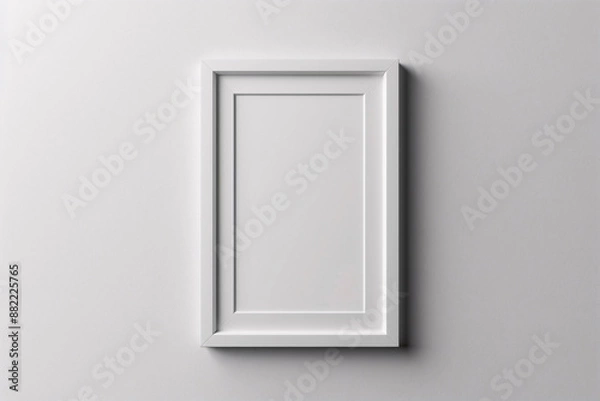 Fototapeta A detailed photo mockup displaying a pristine white frame against a smooth, neutral backdrop. The frame ratio is meticulously maintained, creating a sleek and modern presentation perfect for