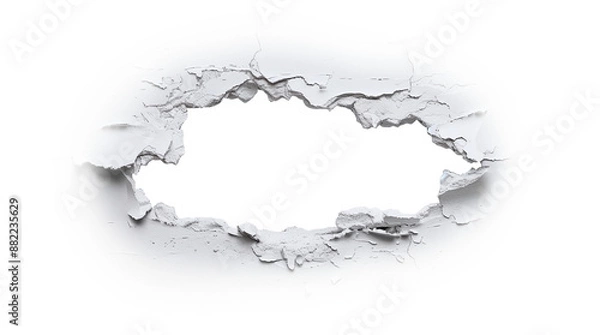 Obraz Hole Torn Through White Wall, Cut Out 