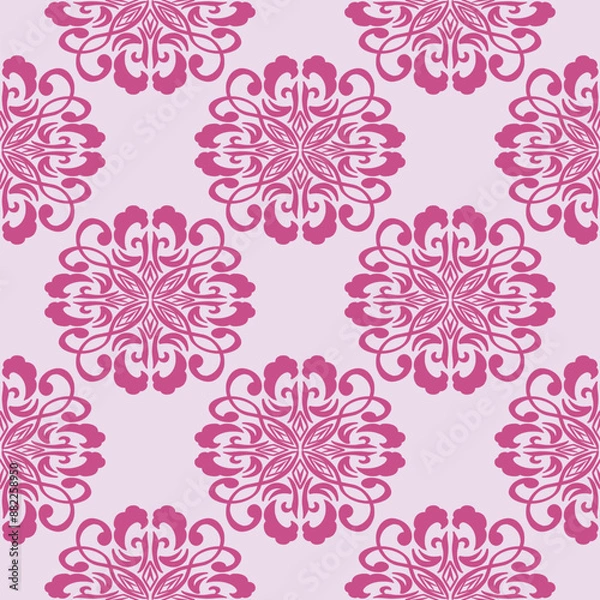 Fototapeta Damask pattern vector Perfect for bed sheets, carpets, and wallpapers, the seamless, vintage patterns add a touch of classic luxury to any fabric.