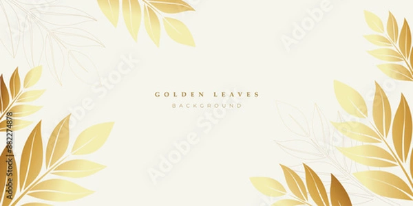 Fototapeta Elegant gradient golden leaves branch pattern background