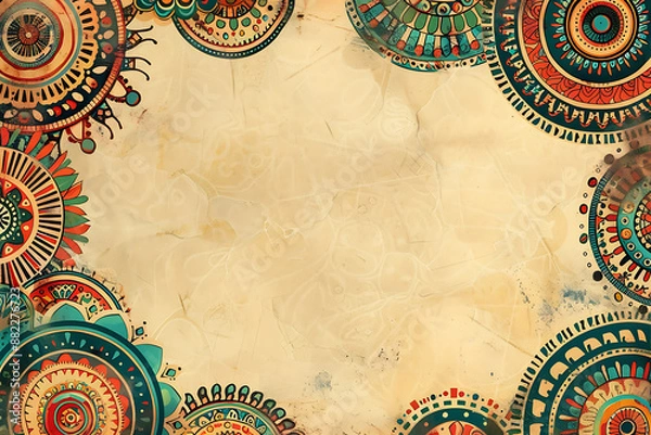 Obraz Africa patterned design. African background, banner with tribal traditional grunge pattern, elements, 