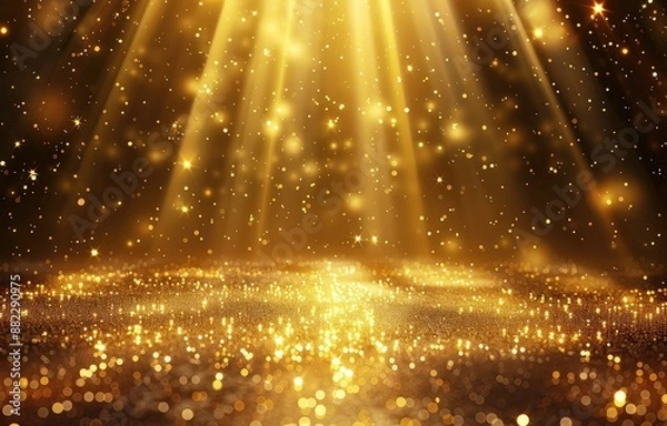 Obraz Golden glitter background with glowing lights and sparkles
