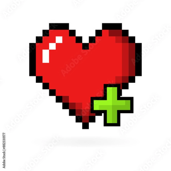 Fototapeta Pixel heart icon. Healing icon. Flat style. Vector icon.