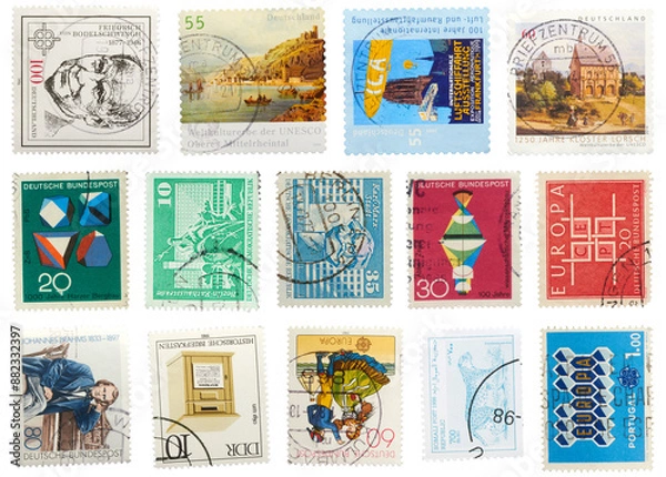 Fototapeta Variety of stamps collection - Ready to use Premium PNG Cutout Isolated image