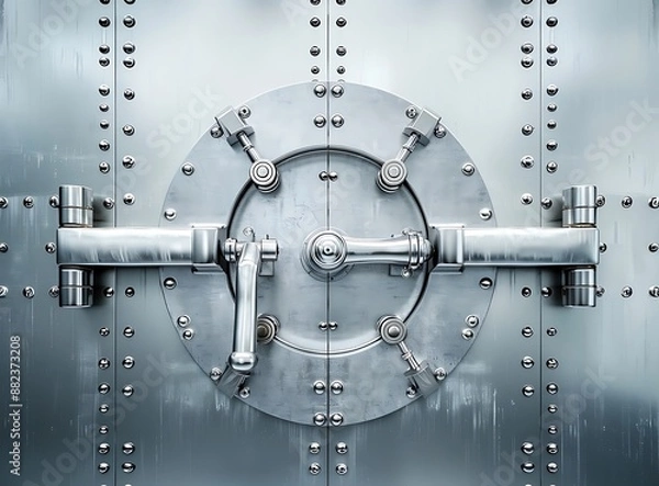 Fototapeta Photo of an open bank vault with the door closed