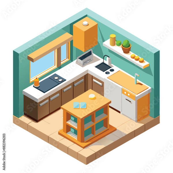 Obraz vector 3d Kitchen room