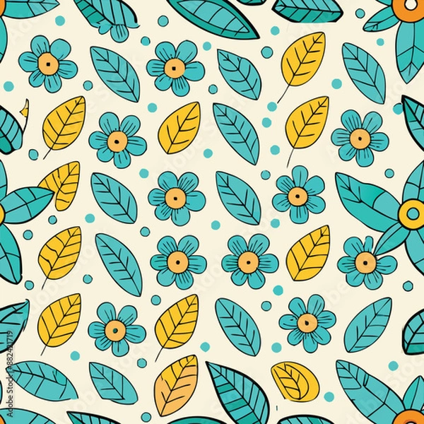 Fototapeta groovy floral pattern vector background.