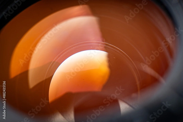 Fototapeta Close Up View Through the Lens of a Vintage Photography Camera