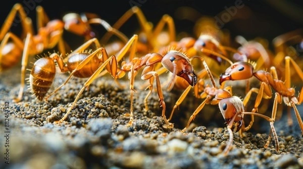 Fototapeta Red Ants Working Together.