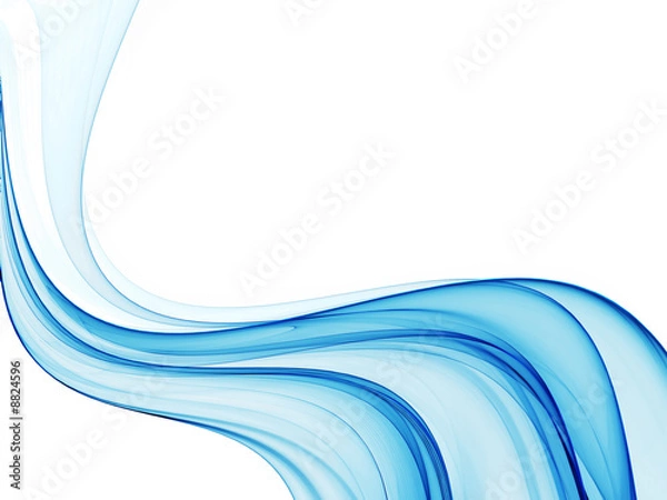 Obraz Blue abstract background, wavy lines on white background..