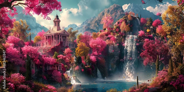 Fototapeta 赤と黄色の水彩のグラデーション背景